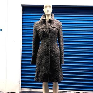 Fit and Flare Grey Wool Tweed Coat Belted Searle Womens Size 6 Knee Length